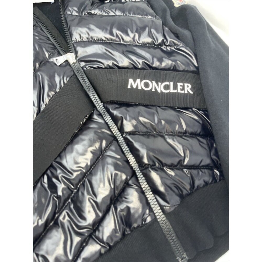 Moncler Kid's Quilted Down & Knit Hooded Black Cardigan Jacket Coat 10 NWT - Picture 3 of 10